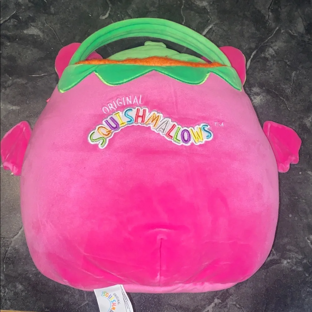 Squishmallows Gwendolyn the Neon Strawberry Bat Halloween Treat Pail